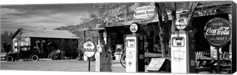 Framed Store with a gas station on the roadside, Route 66, Hackenberry, Arizona Print