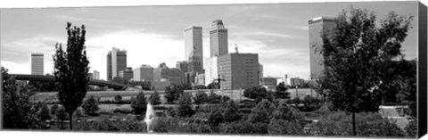 Framed Downtown skyline from Centennial Park, Tulsa, Oklahoma Print