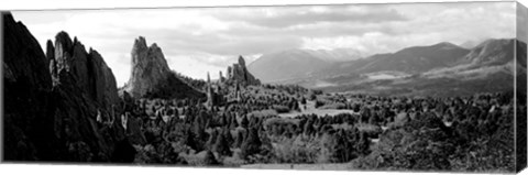 Framed Garden of The Gods, Colorado Springs, Colorado (black &amp; white) Print