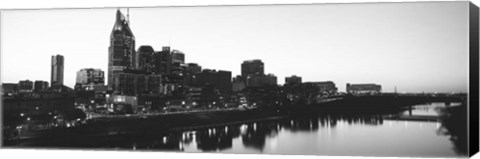 Framed Skylines at dusk along Cumberland River, Nashville, Tennessee Print