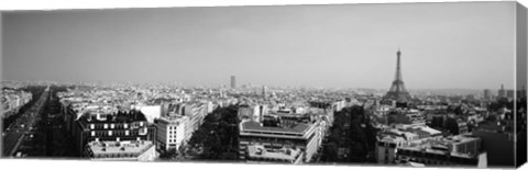 Framed High angle view of a cityscape, Paris, France BW Print