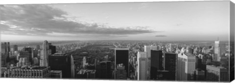 Framed Cityscape at sunset, Central Park, East Side of Manhattan, NY Print