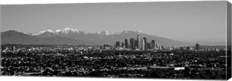 Framed High angle view of a city, Los Angeles, California BW Print