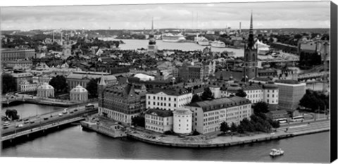 Framed High angle view of a city, Stockholm, Sweden BW Print