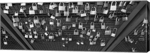 Framed Locks of Love on a fence, Hohenzollern Bridge, Cologne, Germany Print