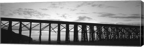 Framed Silhouette of a railway bridge, Fort Bragg, California Print