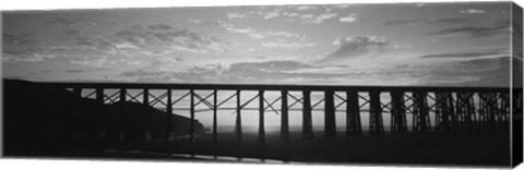 Framed Silhouette of a railway bridge, Pudding Creek Bridge, Fort Bragg, California Print