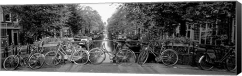 Framed Bikes in Amsterdam, Netherlands (black &amp; white) Print