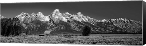 Framed Barn On Plain Before Mountains, Grand Teton National Park, Wyoming Print