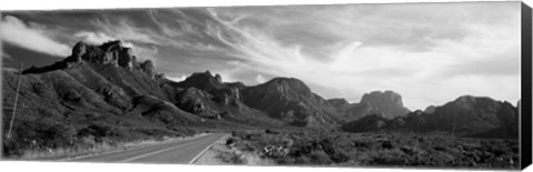 Framed Highway Passing Through A Landscape, Big Bend National Park, Texas Print