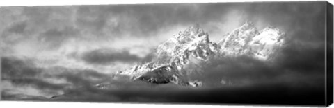 Framed Storm clouds over mountains, Cathedral Group, Teton Range, Wyoming Print