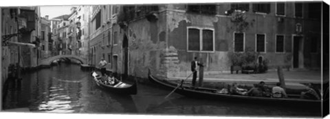 Framed Tourists in a Gondola, Venice, Italy (black &amp; white) Print