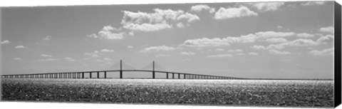 Framed Bridge across a bay, Sunshine Skyway Bridge, Tampa Bay, Florida Print