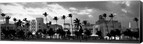 Framed Buildings Lit Up At Dusk, Ocean Drive, Miami Beach, Florida Print