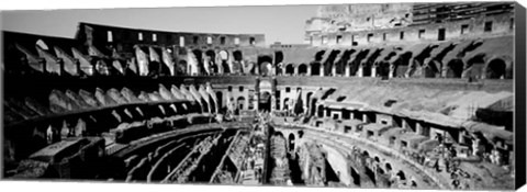 Framed High angle view of tourists in an amphitheater, Colosseum, Rome, Italy BW Print