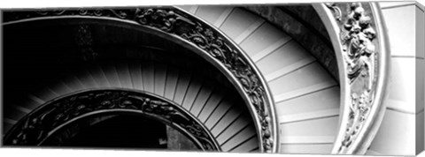 Framed Spiral Staircase, Vatican Museum, Rome, Italy BW Print