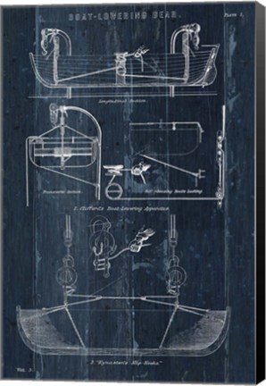 Framed Boat Launching Blueprint I Print