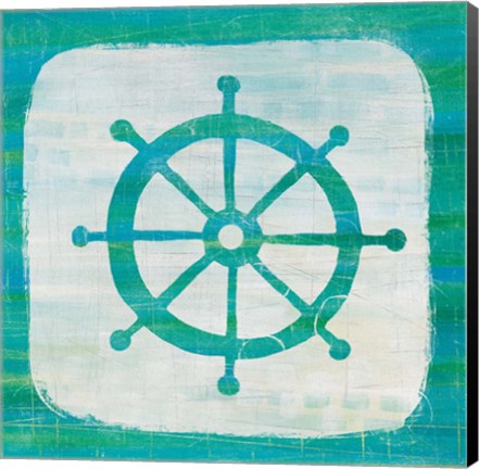 Framed Ahoy IV Blue Green Print