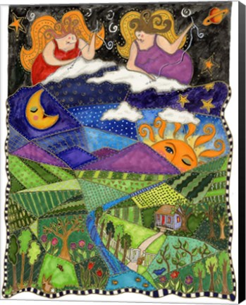 Framed Big Diva Angels Quilting Our World Print