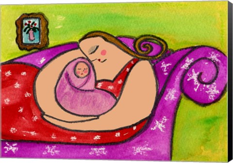 Framed Big Diva Asleep With Baby Print