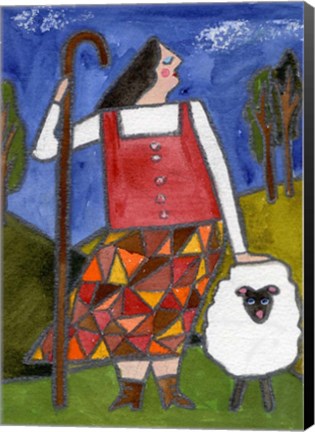 Framed Big Diva Bo Peep &amp; Sheep Print