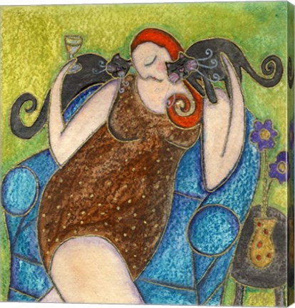 Framed Big Diva Kitty Hugs Print