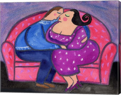 Framed Big Diva Love On A Loveseat Print