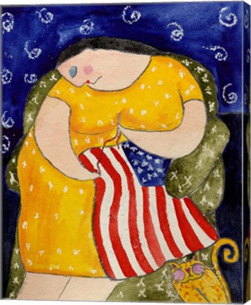 Framed Big Diva Mending Our Flag Print