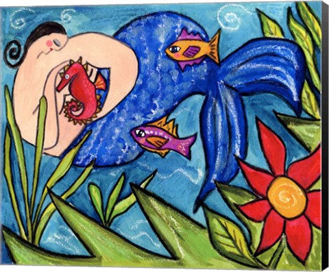 Framed Big Diva Mermaid &amp; Seahorse Print