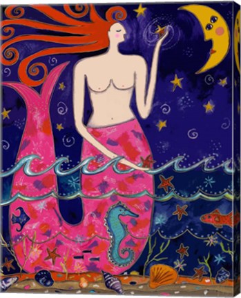 Framed Big Diva Mermaid Making Stars Print