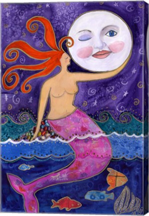 Framed Big Diva Mermaid Moon Lover Print