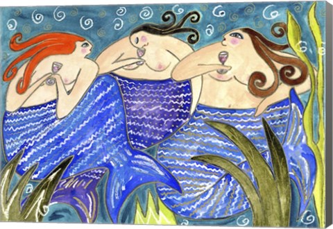 Framed Big Diva Mermaid Wine Club Print