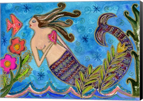 Framed Big Diva Mermaid With Heart Print