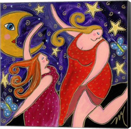 Framed Big Diva Moon Goddesses Dancing Print