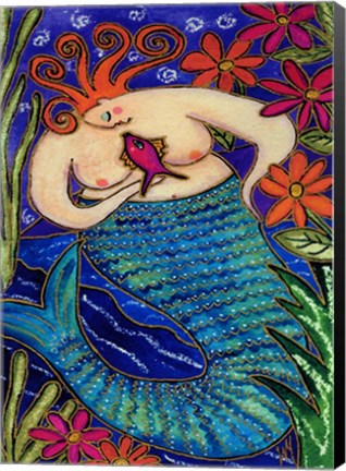 Framed Big Diva Redhead Mermaid Print