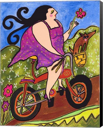 Framed Big Diva Riding Bicycle Print