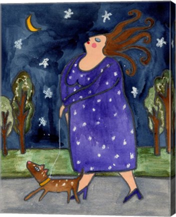 Framed Big Diva Walking Little Dog Print