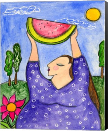 Framed Big Diva With Watermelon Print