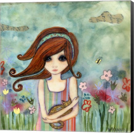 Framed Big Eyed Girl Bad Kitty Print