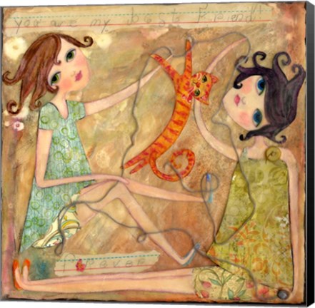 Framed Big Eyed Girl Best Friends Print