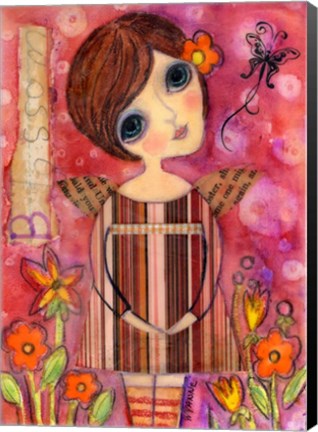 Framed Big Eyed Girl Blossom Fairy Print
