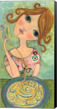 Framed Big Eyed Girl Bon Appetit Print