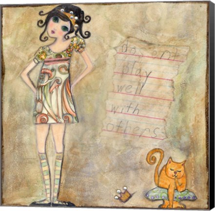 Framed Big Eyed Girl Doesn&#39;t Play Well With Others Print