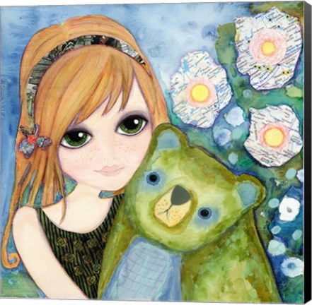 Framed Big Eyed Girl Fast Friends Print