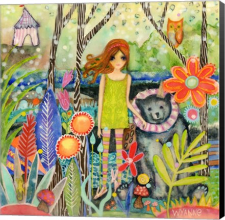 Framed Big Eyed Girl Fingers Crossed Print
