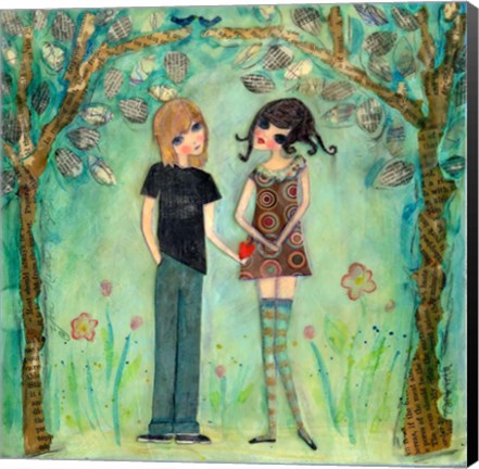 Framed Big Eyed Girl First Love Print