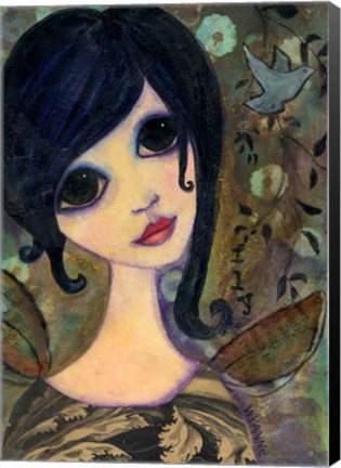Framed Big Eyed Girl Fly Print