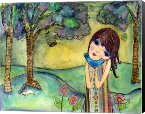Framed Big Eyed Girl Free To Love Print