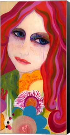 Framed Big Eyed Girl Hesitant Print