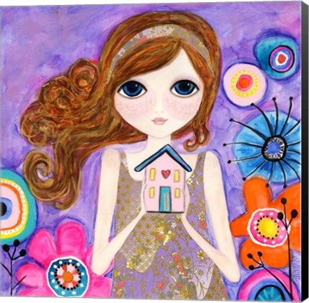 Framed Big Eyed Girl Home Is Where Your Heart Is Print